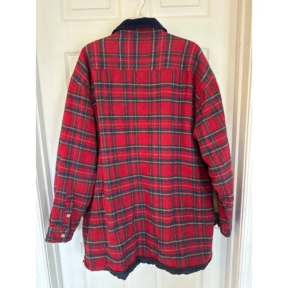 Vintage 90's New Ground Red Plaid Button Down Shacket Size XL - Picture 6 of 6